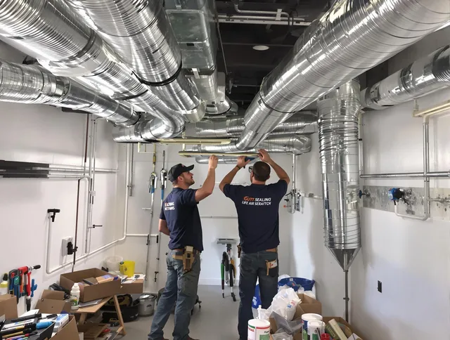 Lincoln Air Duct Cleaning technician applying professional duct sealing solutions in Lincoln