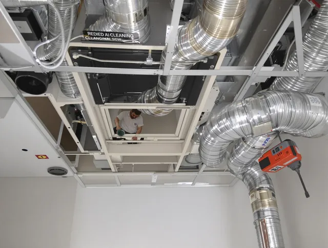 Lincoln Air Duct Cleaning technician performing detailed central duct system cleaning in Lincoln