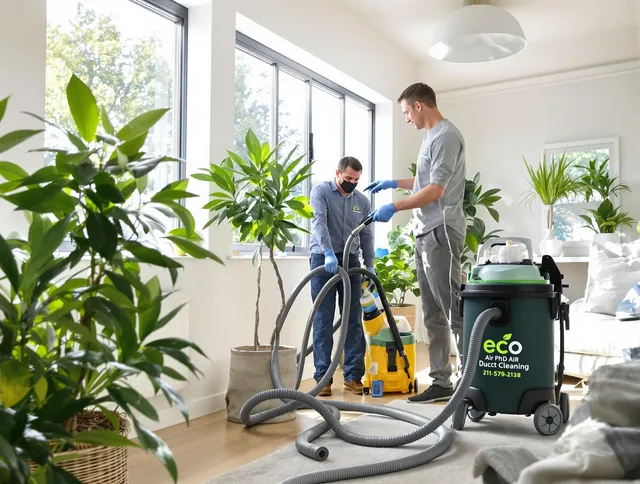Lincoln Air Duct Cleaning technician performing eco-friendly duct cleaning using sustainable methods in Lincoln
